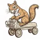 Smiling squirrel on school bus tattoo design idea