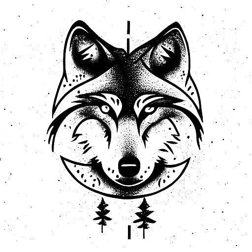 wolf moon forest  tattoo design idea