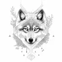 wolf moon forest  tattoo design idea