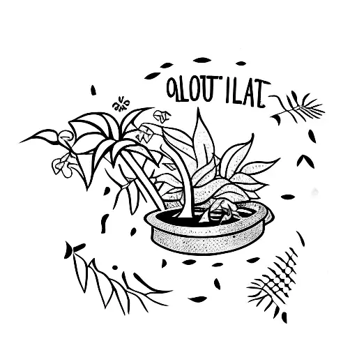 Plant in a pit with a smiley face tattoo design idea