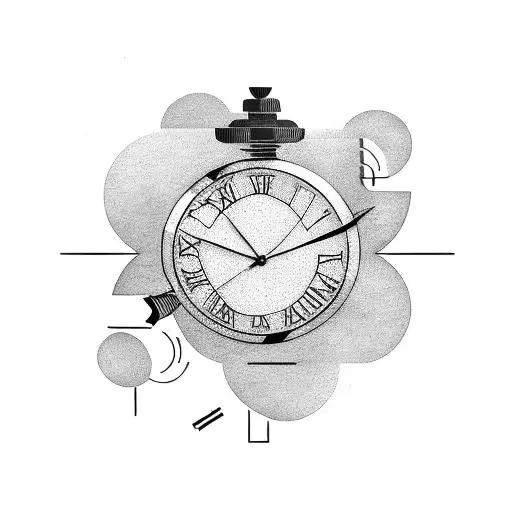 Analog Clock with 2:10 pm on it tattoo design idea