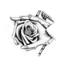 skeleton hand reaching for rose tattoo design idea