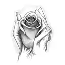 skeleton hand reaching for rose tattoo design idea