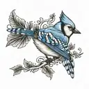 bluejay surrounded by filigree  tattoo design idea