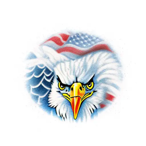 American flag with bald eagle tattoo design idea