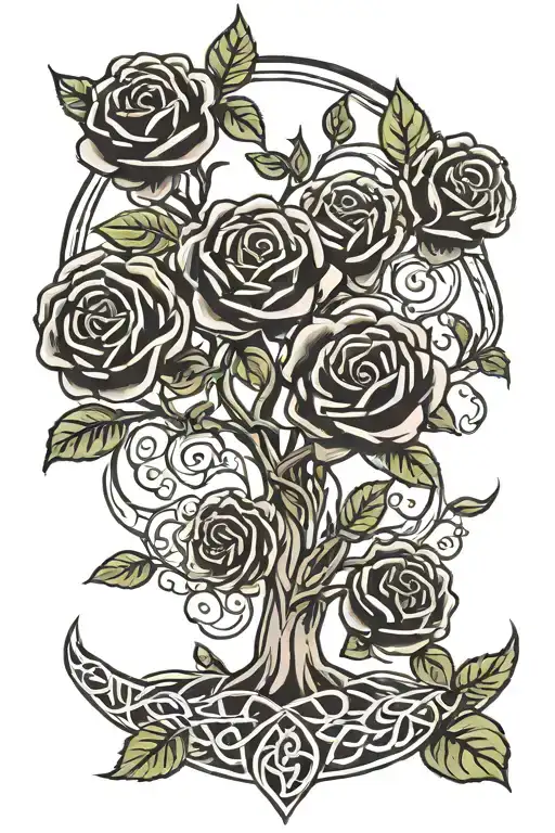 celtic tree of life black roses growing tattoo design idea