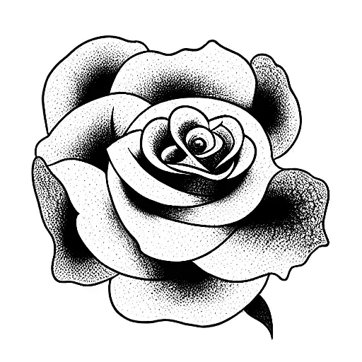 line drawing of bouquet of rose, larkspur, and crisanthium  tattoo design idea