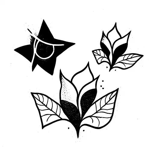 Robin + rose + two stars tattoo design idea