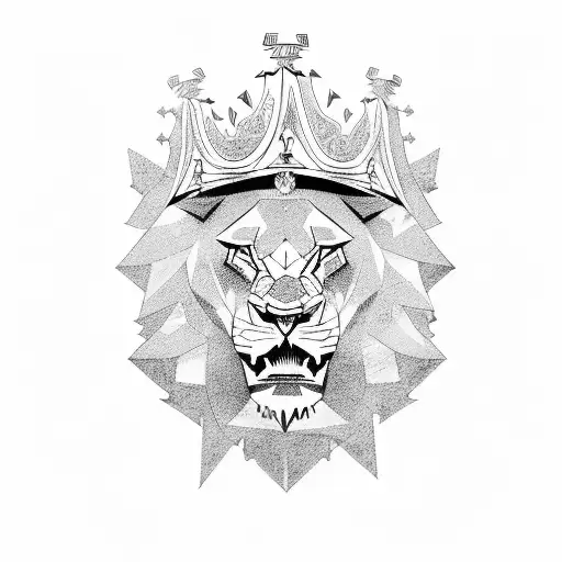 jp word with shield lions and crown  tattoo design idea