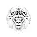 JP inside shield lions on side and crown on top tattoo design idea