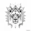 JP inside shield lions on side and crown on top tattoo design idea