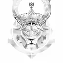 jp word with shield lions and crown  tattoo design idea