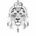 jp word with shield lions and crown  tattoo design idea