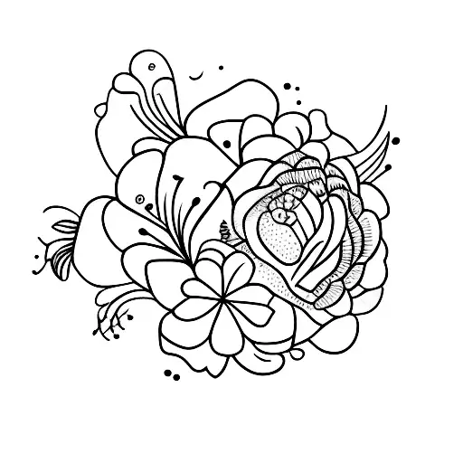 granada com flores tattoo design idea