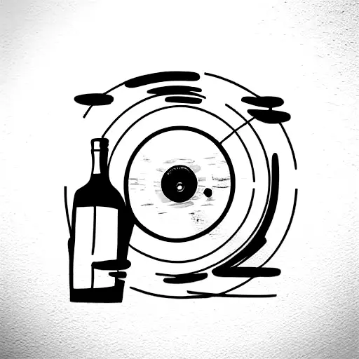 Minimalist "Vinyl Record Wine Rack" Tattoo Idea BlackInk