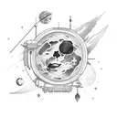 astronauta en la luna tattoo design idea