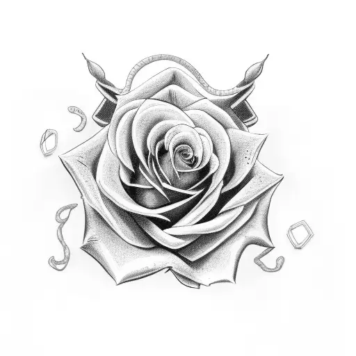 rose with snake in middle  tattoo design idea