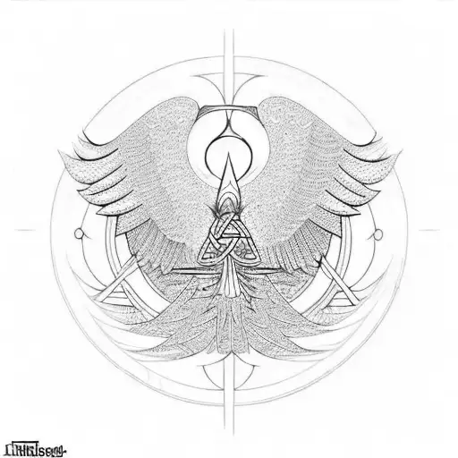Ankh Symbol,Phoenix wings, yin yang tattoo design idea