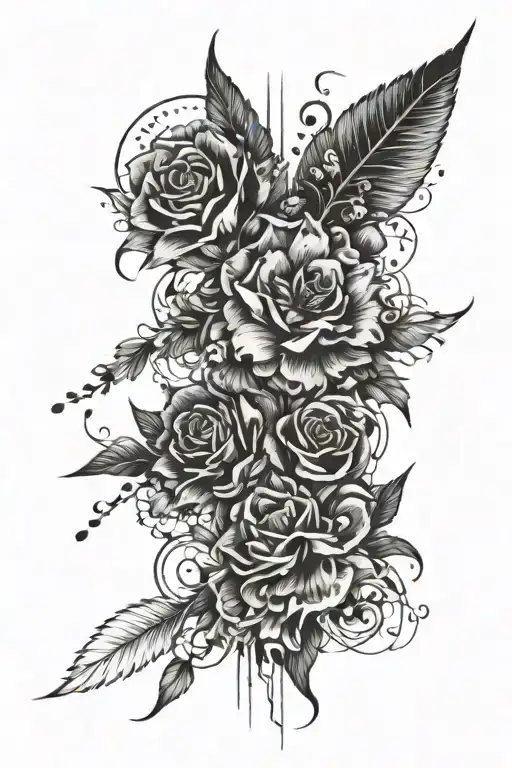 **1. Blackout Base** - **Solid Areas:** Covers from mid-thigh to ankle with areas of solid black ink tattoo design idea