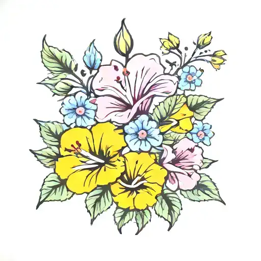 carnation violet morning glory cosmos holly  tattoo design idea