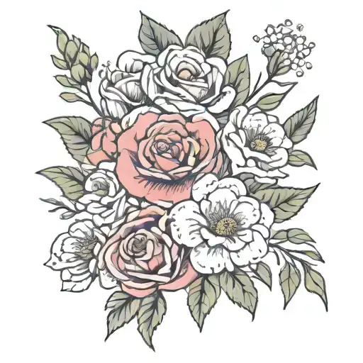 January February September October December birth flowers bouquet tattoo design idea
