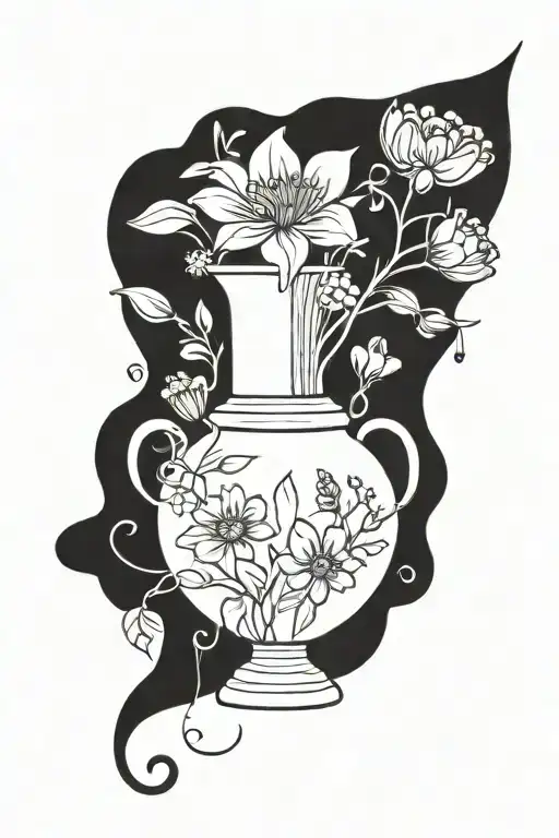 January February September October December birth flower vase tattoo design idea
