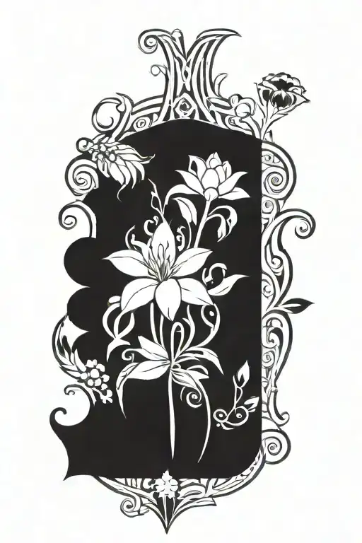 January February September October December birth flower vase tattoo design idea