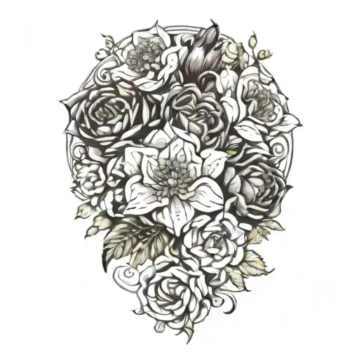 January February September October December birth flower bouquet  tattoo design idea