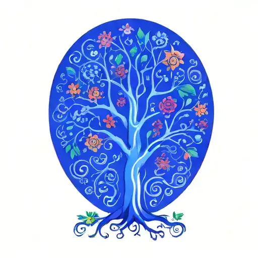family tree with each flower representing tattoo design idea