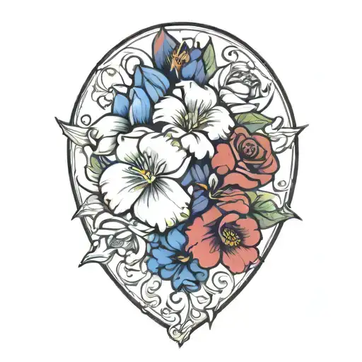January February September October December birth flower bouquet  tattoo design idea