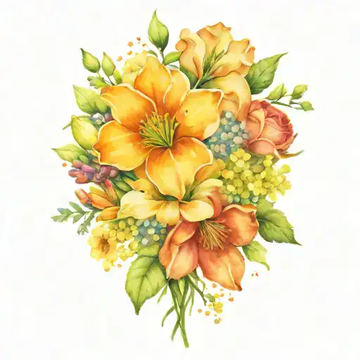 January February September October December birth flower bouquet  tattoo design idea