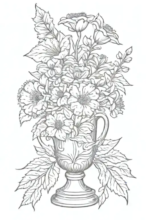 January February September October December birth flower vase tattoo design idea