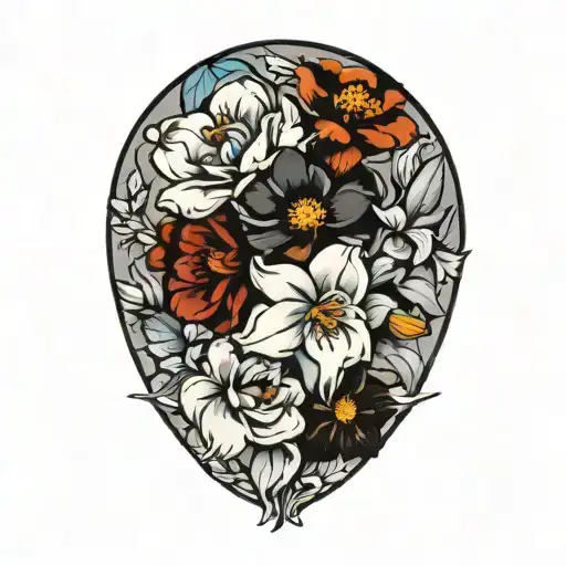 January February September October December birth flower bouquet  tattoo design idea
