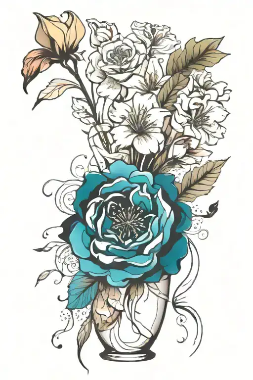 January February September October December birth flower vase tattoo design idea