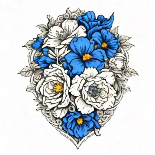 January February September October December birth flower bouquet  tattoo design idea