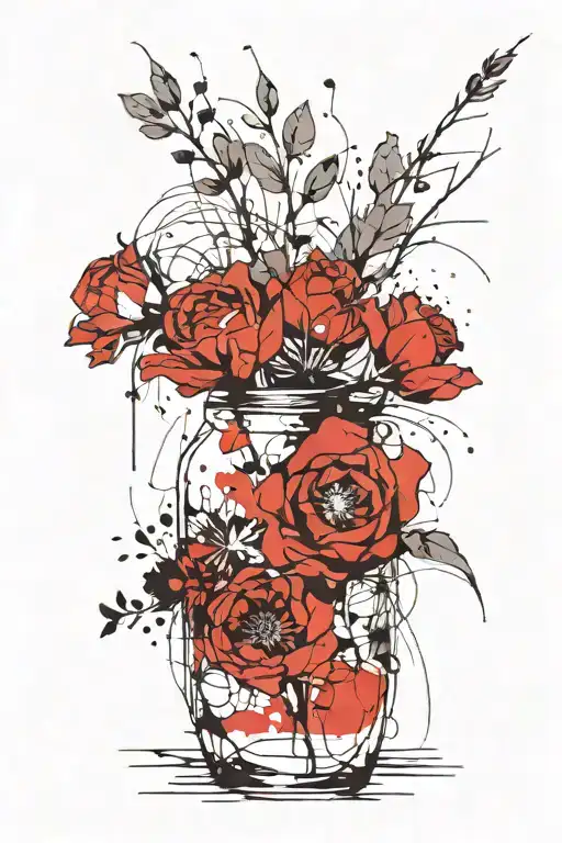 January February September October December birth flower vase tattoo design idea