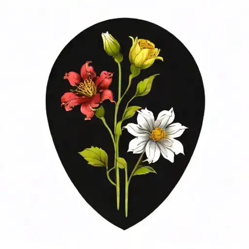 January February September October December birth flower bouquet  tattoo design idea