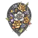 January February September October December birth flower bouquet  tattoo design idea