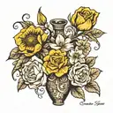 January February September October December birth flower vase tattoo design idea