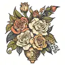 January February September October December birth flower vase tattoo design idea