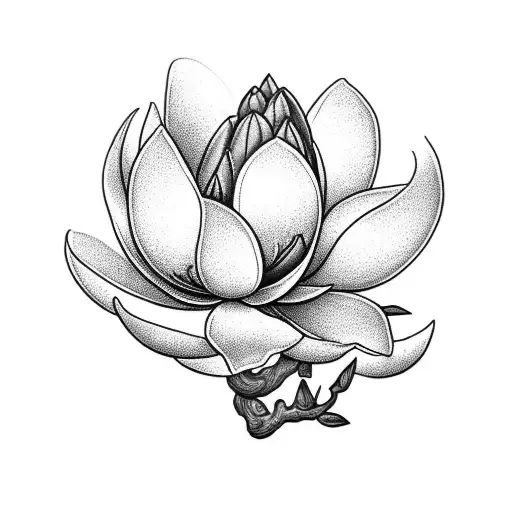 A daggar surrounded by magnolia blossoms and two belladonna flowers, for placement on the forearm.  tattoo design idea
