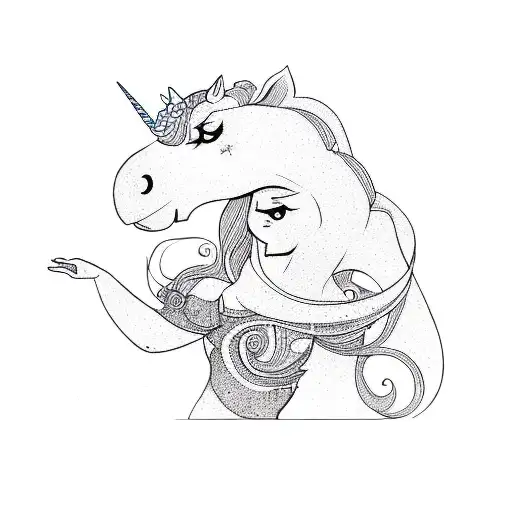 a man and a woman dressed as a unicorn tattoo design idea