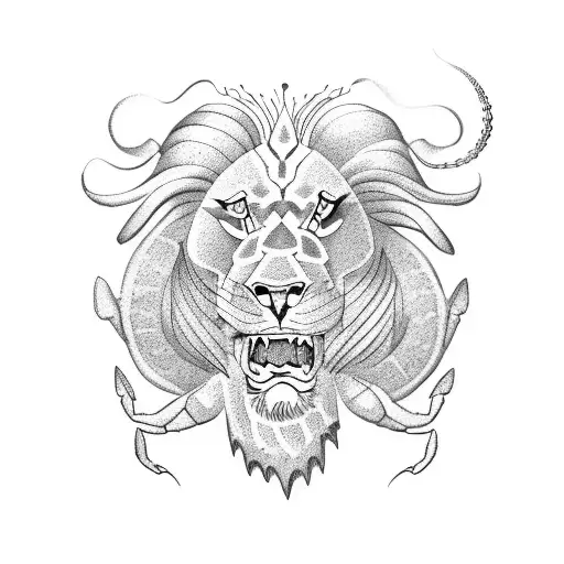 lion and crab tattoo design idea