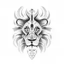 lion with crab tattoo design idea