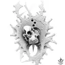biomech tear out gears tattoo design idea
