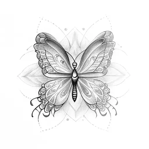 A watch with intricate butterfly wings as the clock face, blending the client's love for watches and butterflies tattoo design idea