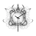 clock butterfly tattoo design idea