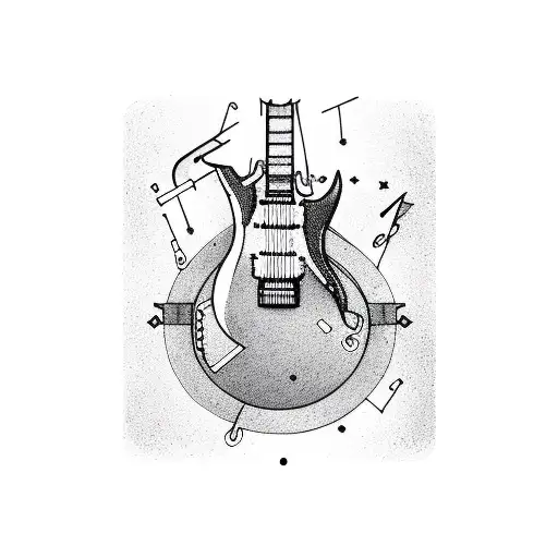 Dj set combined with electric guitar tattoo design idea