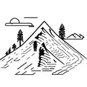 A hiker exploring a mountain path with a robotic companion tattoo design idea