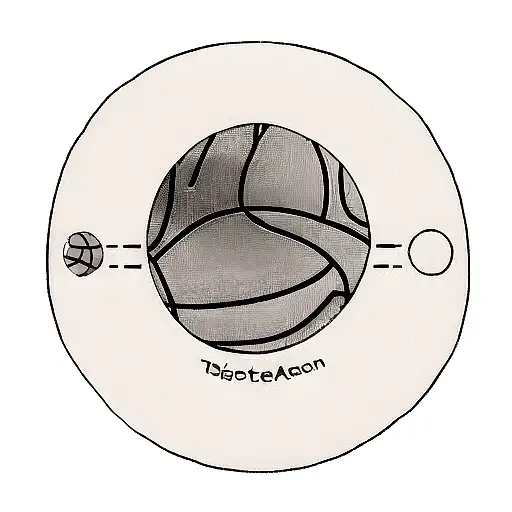 A dotwork tattoo of a basketball surrounded by astrological symbols, representing the client's passion for both basketball and astrology tattoo design idea